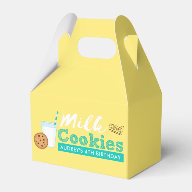 Milk and Cookies Birthday Party Favor Boxes (Front Side)