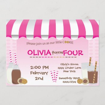 Milk And Cookies Birthday Party Invitation by ThreeFoursDesign at Zazzle