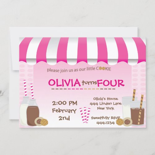 Milk And Cookies Birthday Party Invitation
