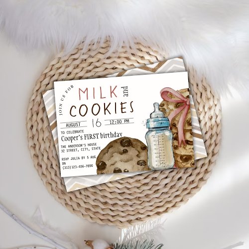Milk and Cookies Birthday Party Invitation