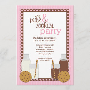 Milk and Cookies Birthday Party Invitation