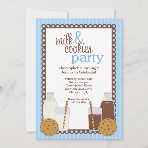 Milk and Cookies Birthday Party Invitation