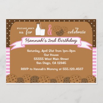 Milk And Cookies Birthday Party Invitations Girls by seasidepapercompany at Zazzle