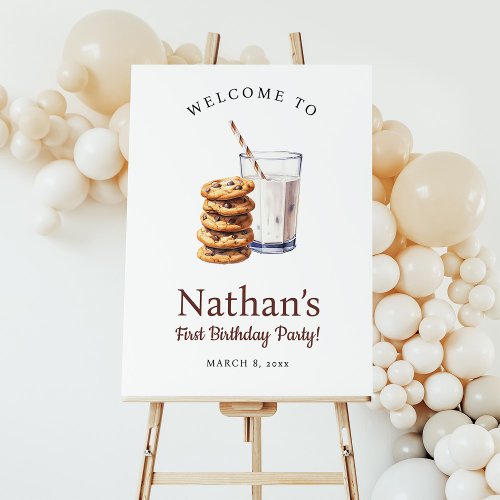 Milk and Cookies Birthday Party Welcome Foam Board