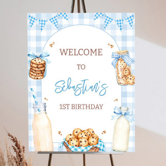 Milk and Cookies Birthday Welcome Sign