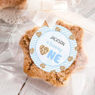 Milk and Cookies Blue 1st Birthday Party Classic Round Sticker