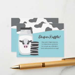 Milk and Cookies Blue Baby Shower Diaper Raffle Enclosure Card