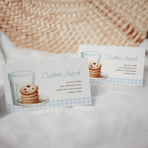 Milk and Cookies Blue Baby Shower Enclosure Card