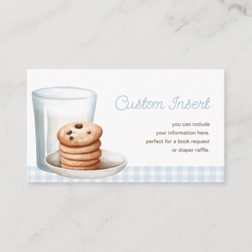 Milk and Cookies Blue Baby Shower Enclosure Card