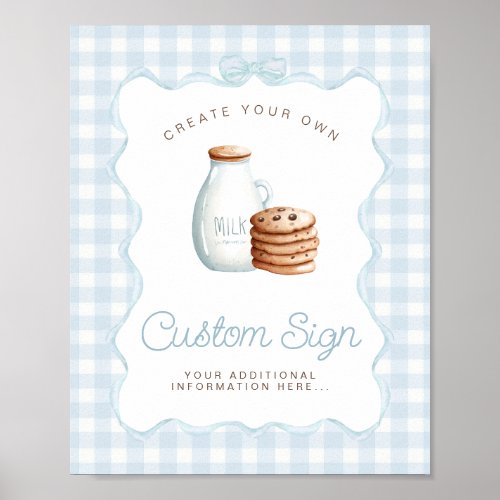 Milk and Cookies Blue Baby Shower Table Signs