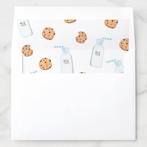Milk and Cookies blue Birthday Invite Envelope Liner