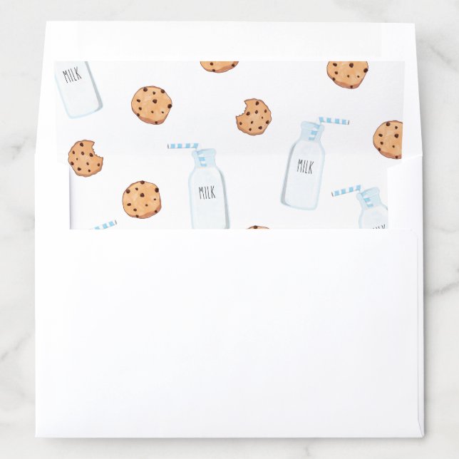 Milk and Cookies blue Birthday Invite Envelope Liner (In Envelope)