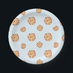 Milk and Cookies Blue Birthday Paper Plate<br><div class="desc">milk and cookies with blue straws birthday party plates</div>
