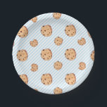 Milk and Cookies Blue Birthday Paper Plate<br><div class="desc">milk and cookies with blue straws birthday party plates</div>
