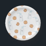 Milk and Cookies Blue Birthday Paper Plate<br><div class="desc">milk and cookies with blue straws birthday party plates</div>