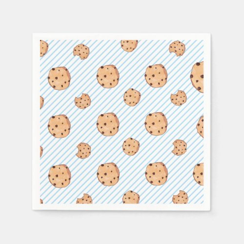 Milk and Cookies Blue Birthday Paper Plate Napkins