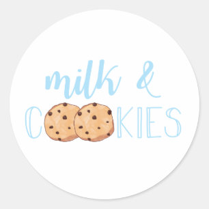 Milk and Cookies blue Birthday Party Classic Round Sticker
