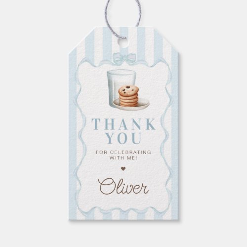 Milk and Cookies Blue Birthday Party Favor Gift Tags