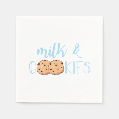 Milk and Cookies blue Birthday Party Napkins