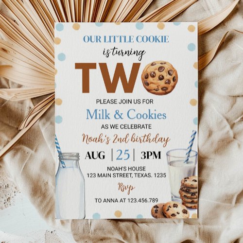 Milk And Cookies Boy Birthday Invitation