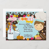 Milk and Cookies chocolate boys birthday party in Invitation (Front/Back)