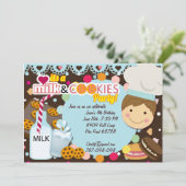 Milk and Cookies chocolate boys birthday party in Invitation (Standing Front)