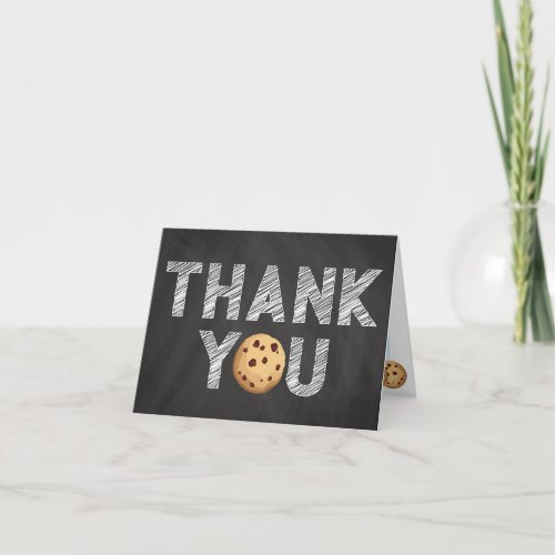 Milk and Cookies Chocolate Chip Vintage Chalkboard Thank You Card