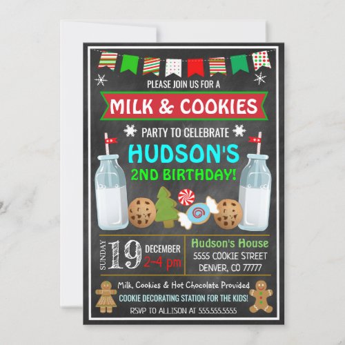 Milk And Cookies Christmas Invitation
