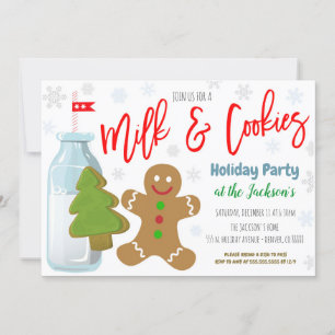Milk and Cookies Christmas Party Invitation