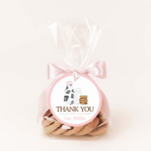 Milk and Cookies cow print Birthday party favor Classic Round Sticker