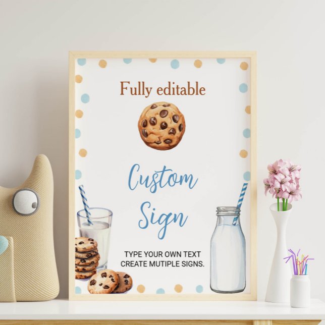 Milk And Cookies Custom Table Sign Birthday Party (Creator Uploaded)