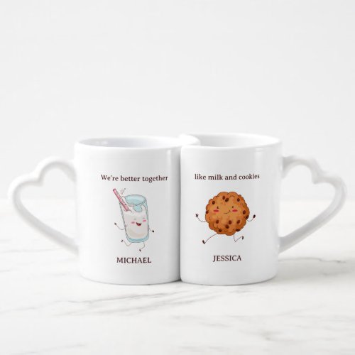 Milk and Cookies Cute Couple Funny Valentines Day Coffee Mug Set