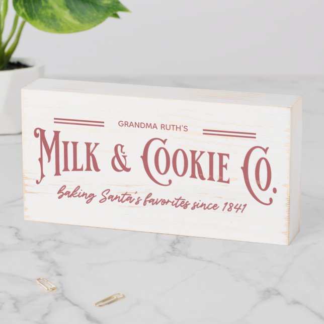 Milk and Cookies Farmhouse Style Name Kitchen  Wooden Box Sign (In Situ Horizontal)