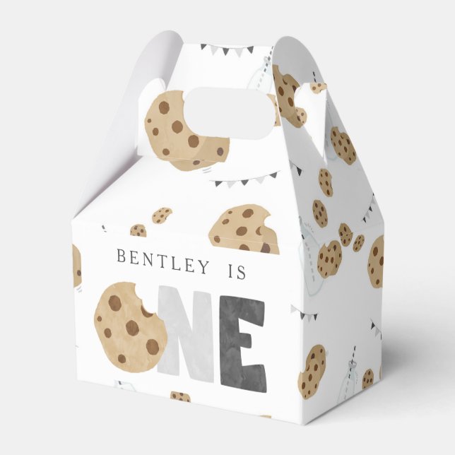 Milk and Cookies First Birthday Favor Boxes (Front Side)