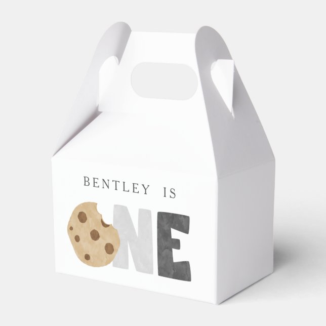 Milk and Cookies First Birthday Favor Boxes (Front Side)