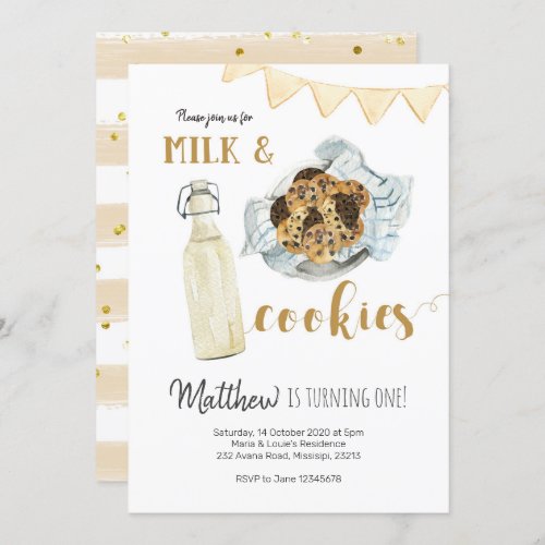 Milk and Cookies First Birthday Invitation