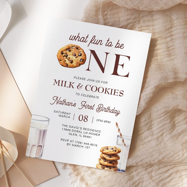 Milk and Cookies First Birthday Minimalist Invitation (Creator Uploaded)