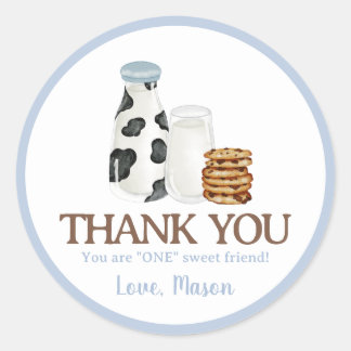 Milk and Cookies First Birthday party Guest Favor Classic Round Sticker
