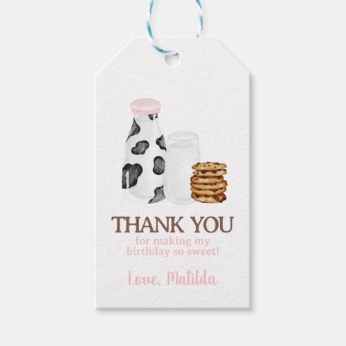 Milk and Cookies First Birthday party Guest Favor Gift Tags