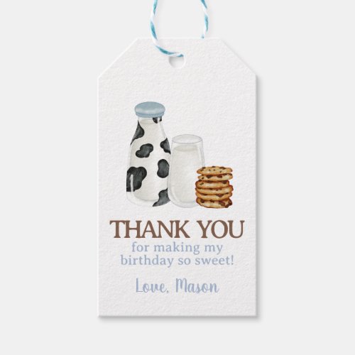Milk and Cookies First Birthday party Guest Favor Gift Tags