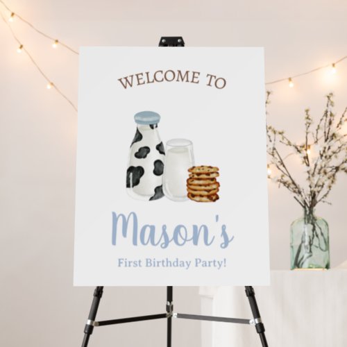 Milk and Cookies First Birthday party welcome sign