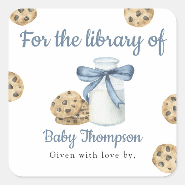 Milk and Cookies For the library of Square Sticker (Front)