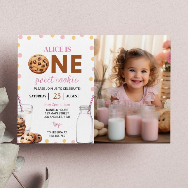 Milk And Cookies Girl 1st Birthday Invitation (Creator Uploaded)