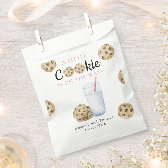 Milk and Cookies Girl Baby shower Favor Bag (Clipped)