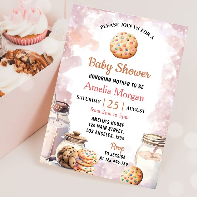 Milk And Cookies Girl Baby Shower Invitation (Creator Uploaded)