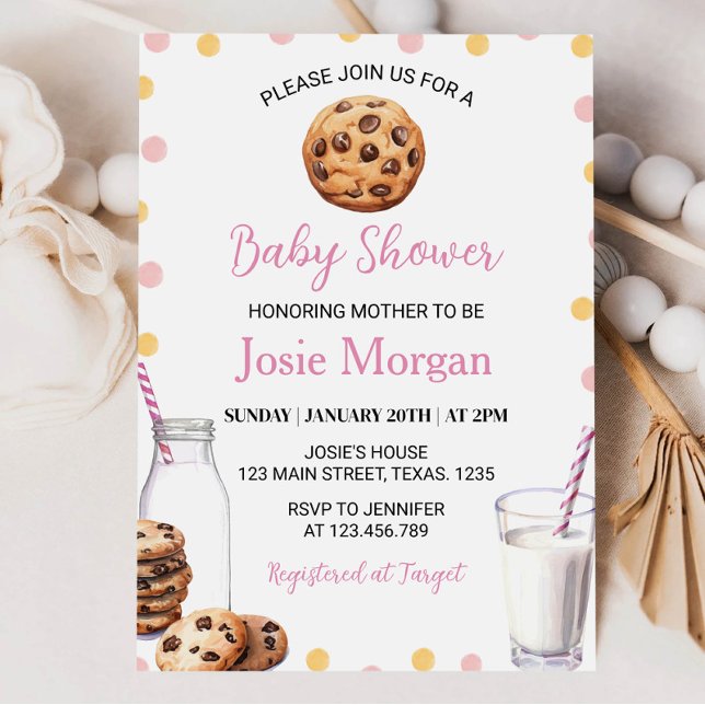 Milk And Cookies Girl Baby Shower Invitation (Creator Uploaded)