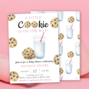 Milk and Cookies Girl Baby shower Invitation