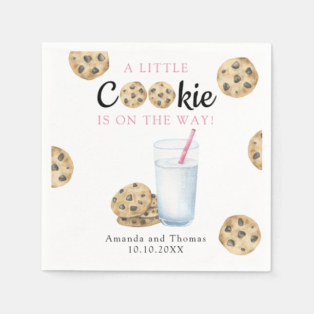 Milk and Cookies Girl Baby shower Napkins (Front)