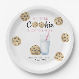 Milk and Cookies Girl Baby shower Paper Plates