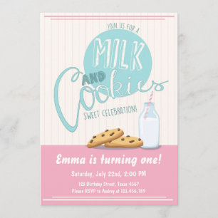Milk and Cookies Invitation Birthday Party Invite